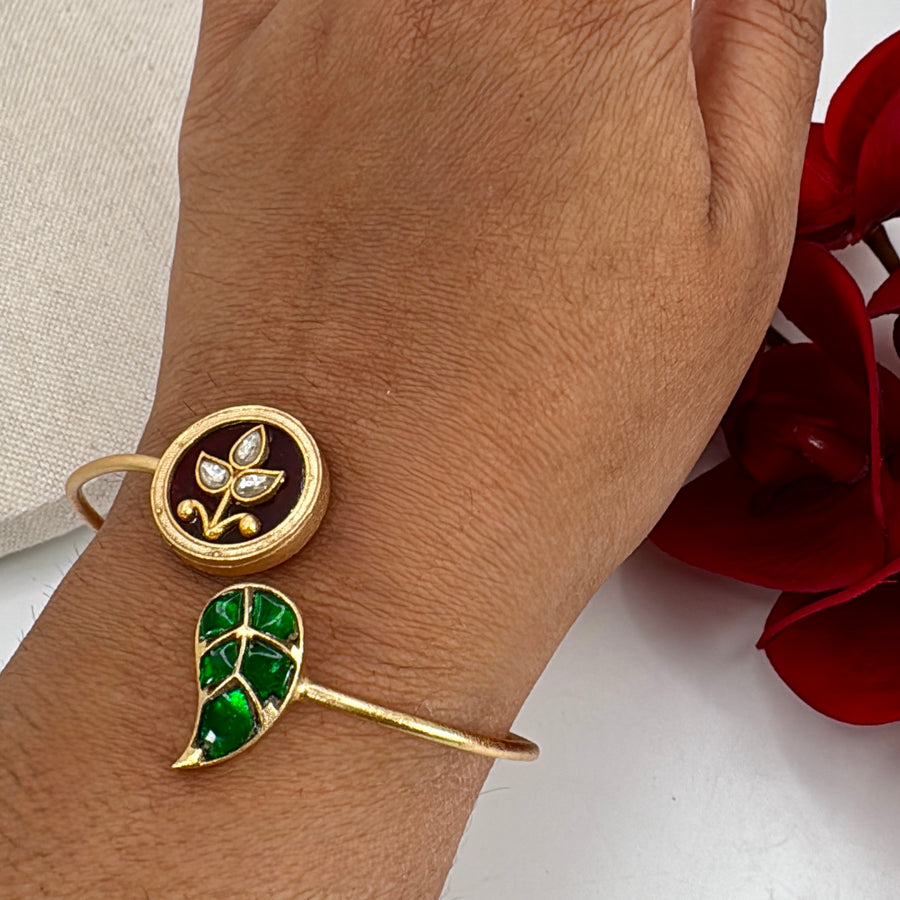 Ruby Green Jadau Adjustable Twister Openable Cuff Bangle