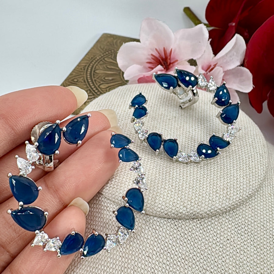 Blue Italian Cubic Zirconia Earrings
