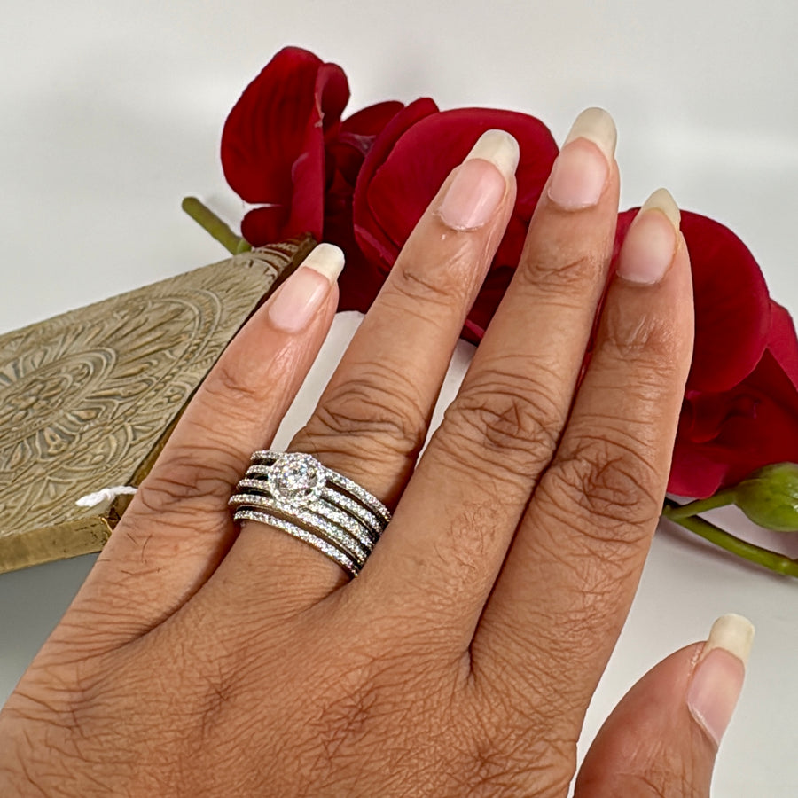 Clear Italian Cubic Zirconia Adjustable Finger Ring