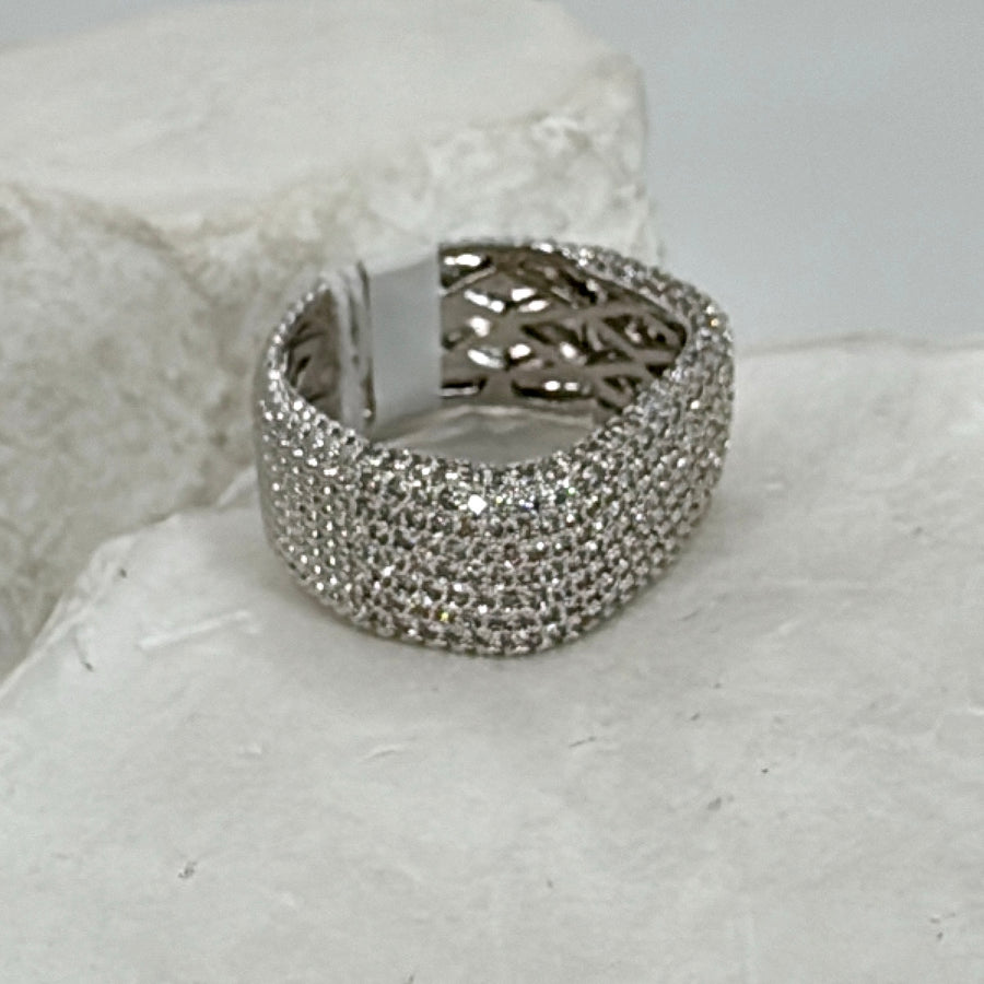 Clear Italian Nano Setting Cubic Zirconia Finger Ring (Size 8)