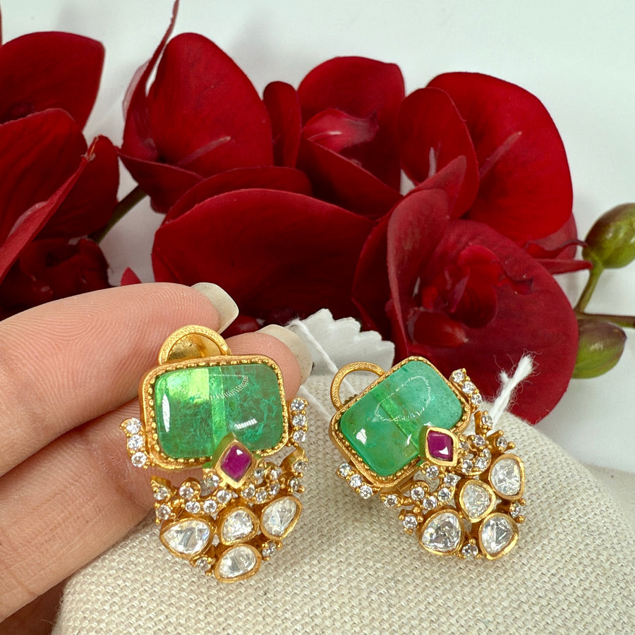 Mint Doublet Moissanite Stud Earrings