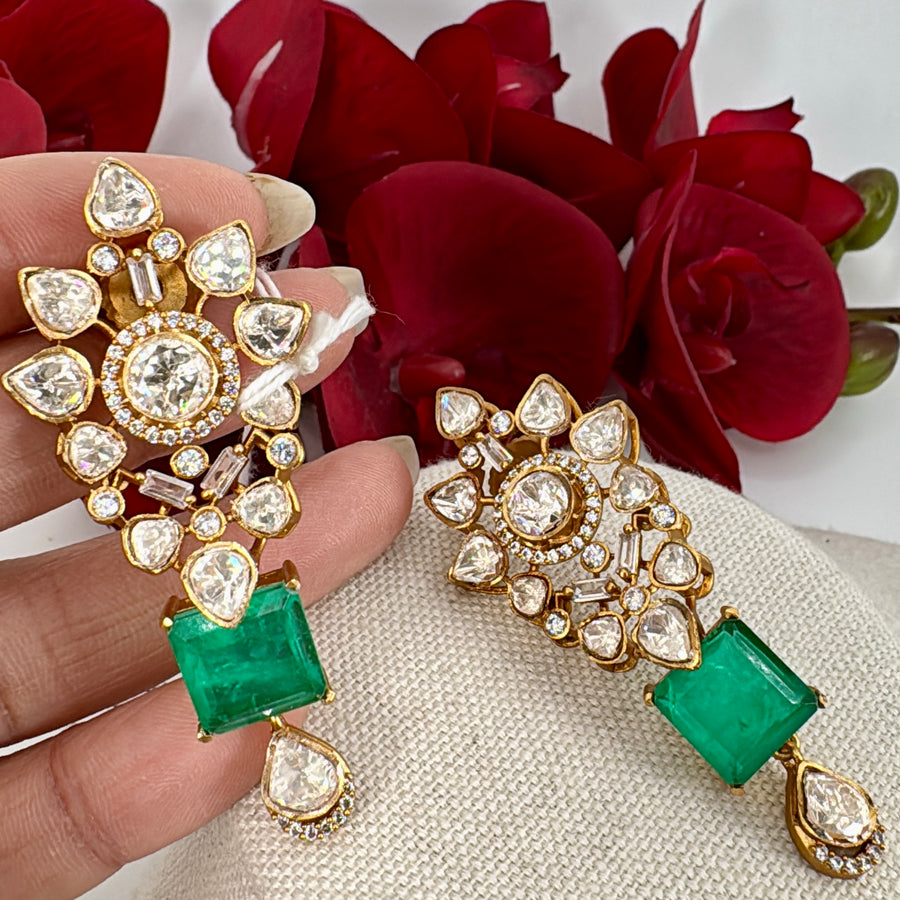 Teal Doublet Moissanite Earrings