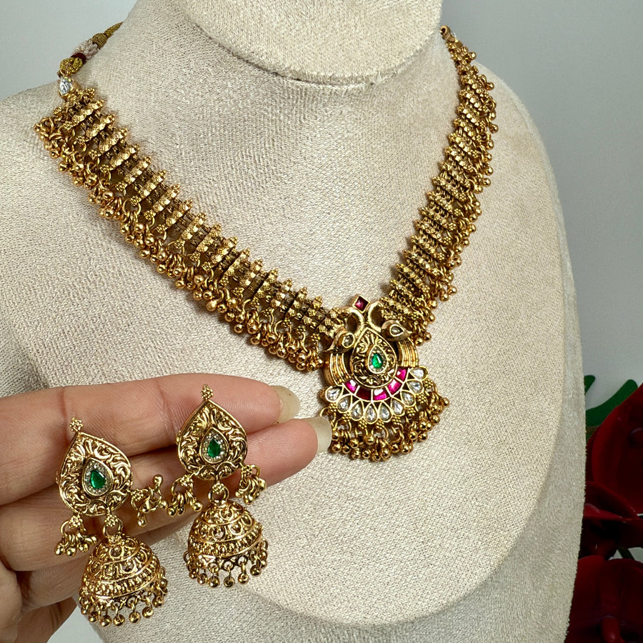Multi Antique Gold Heritage Necklace Set