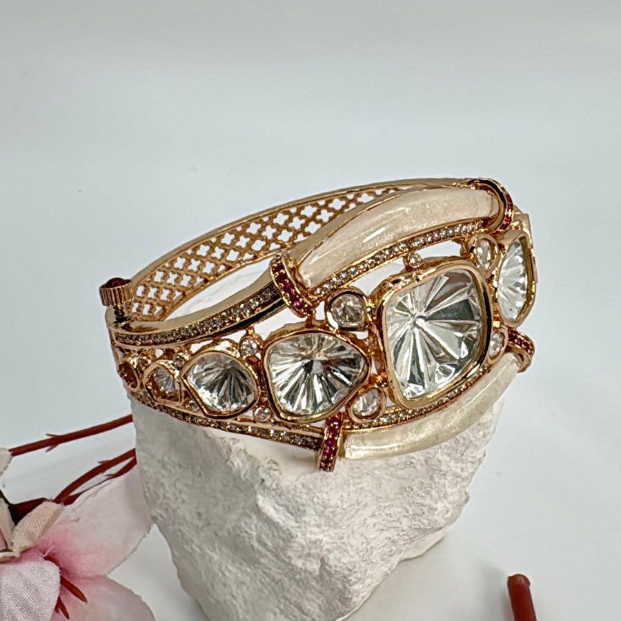 Clear MOP Moissanite Openable Bangle(Fits Size 2.2-2.6)