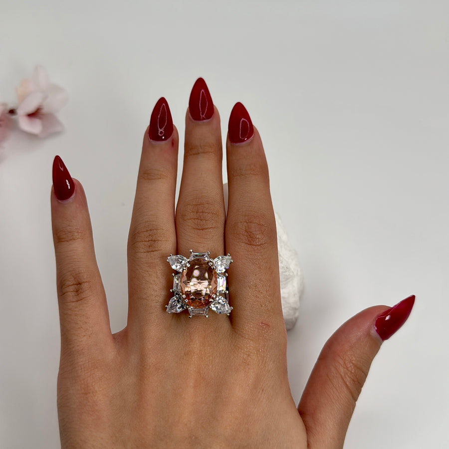 Champagne American Diamonds CZ Adjustable Finger Ring