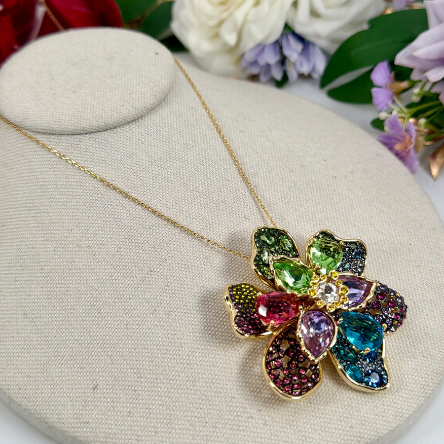 Multi Swarovski Crystals Italian Statement Pendant Necklace Set