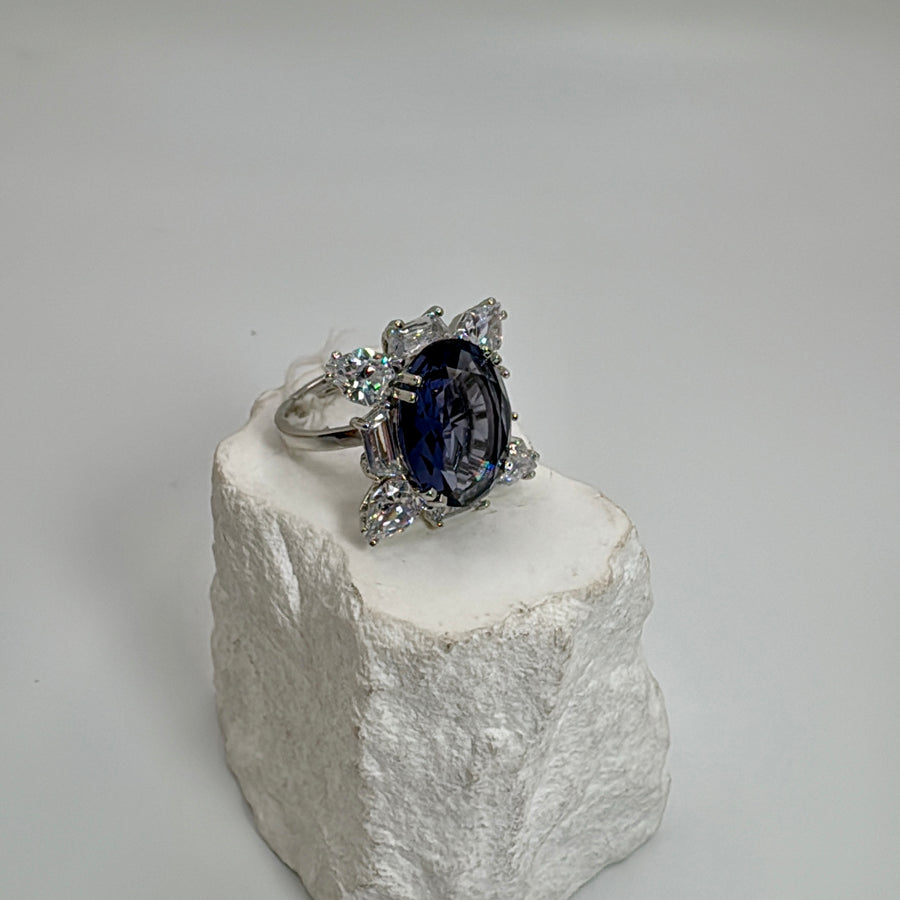 Purple American Diamonds CZ Adjustable Finger Ring