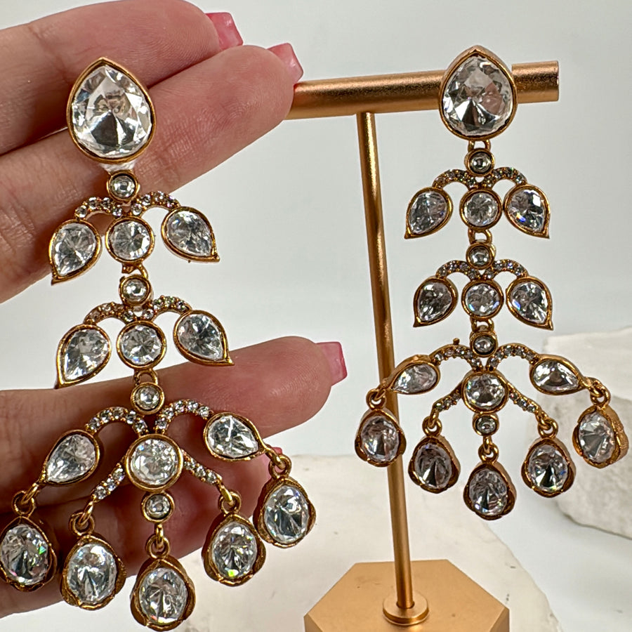 Clear Moissanite Statement Earrings
