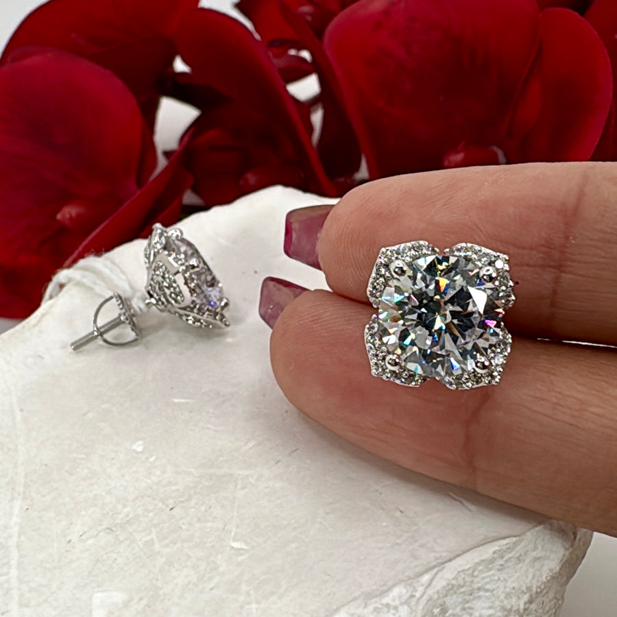 Clear Italian Solitaire Cubic Zirconia Stud Earrings