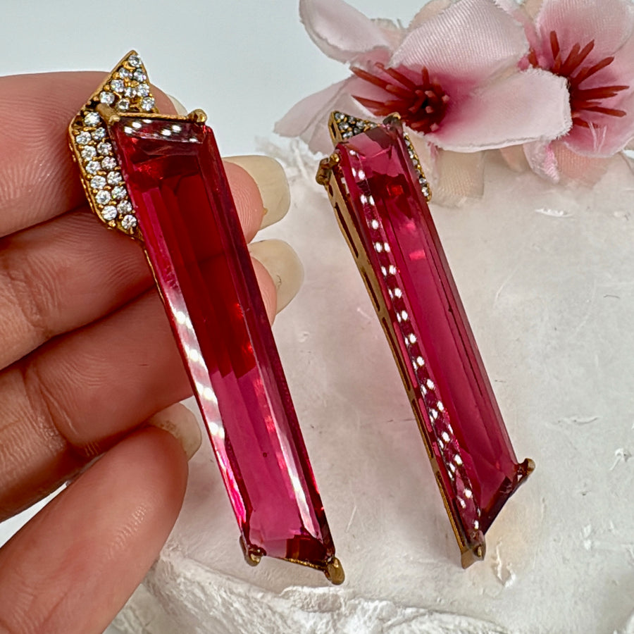 Ruby Doublet & American Diamonds Earrings