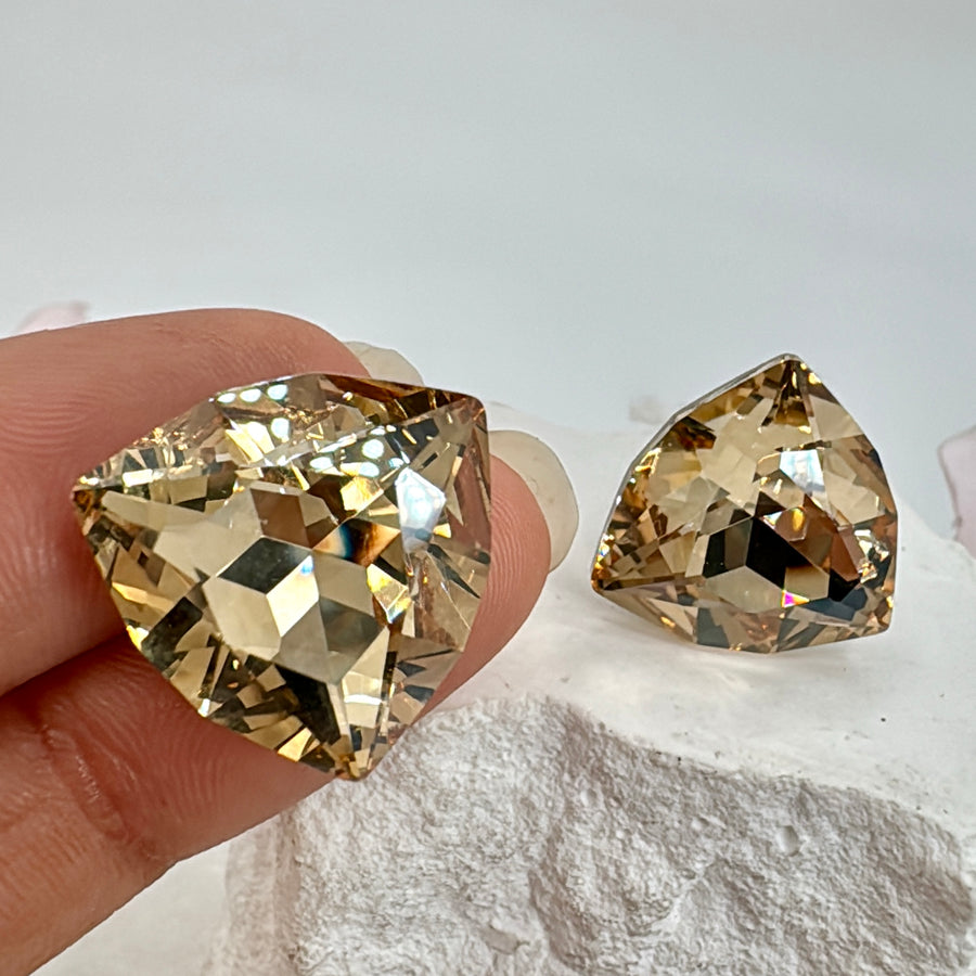 Champagne Gold Swarovski Crystals Stud Earrings