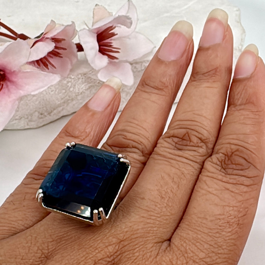 Blue Doublet Adjustable Finger Ring