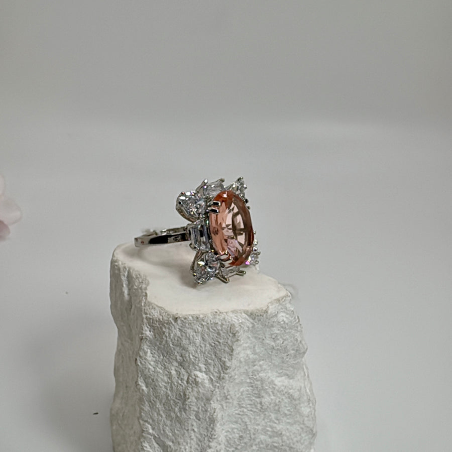 Champagne American Diamonds CZ Adjustable Finger Ring