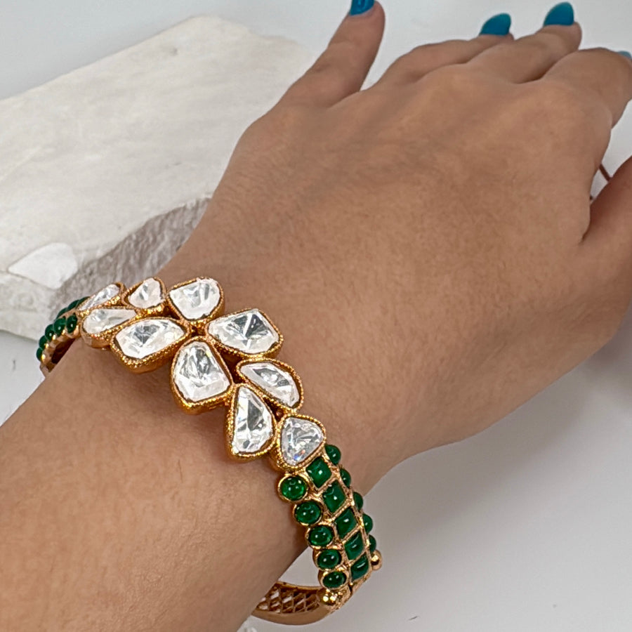 Green Moissanite Openable Bangle(Fits Size 2.2-2.6)