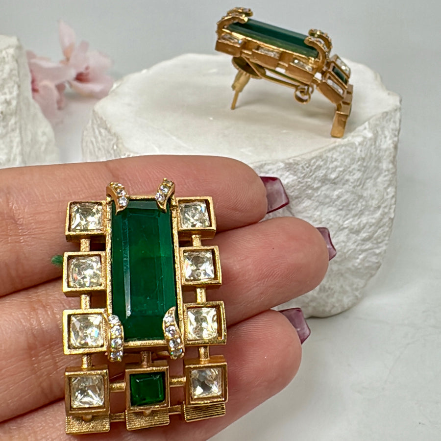 Green Doublet Moissanite Stud Earrings