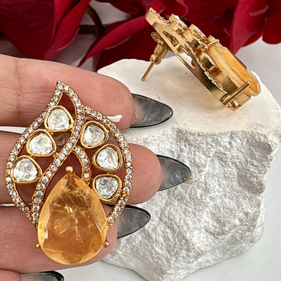 Yellow Doublet Moissanite Stud Earrings