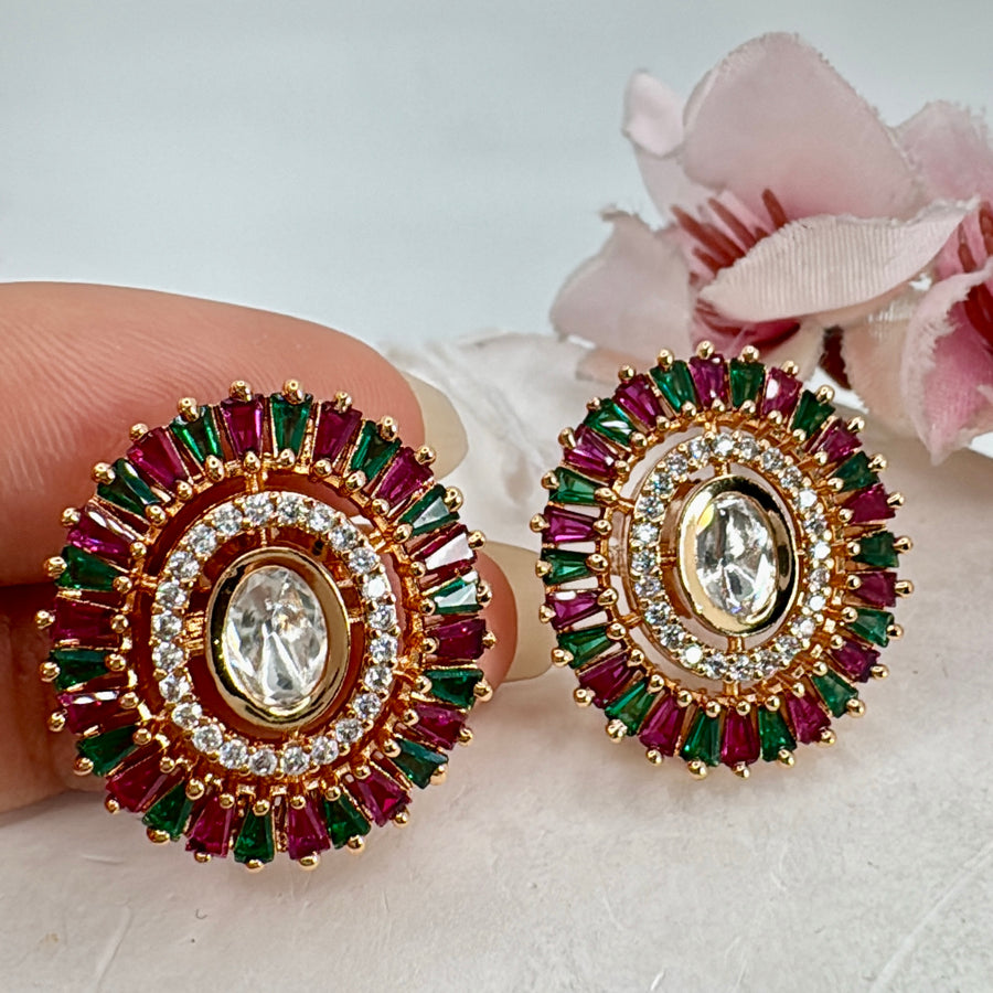 Multi Kundan American Diamonds StudEarring