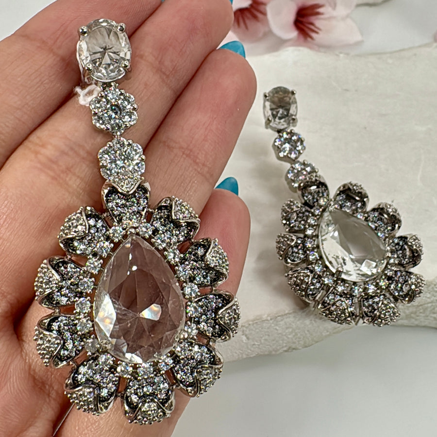Clear American Diamonds Cubic Zirconia Cocktail Earrings