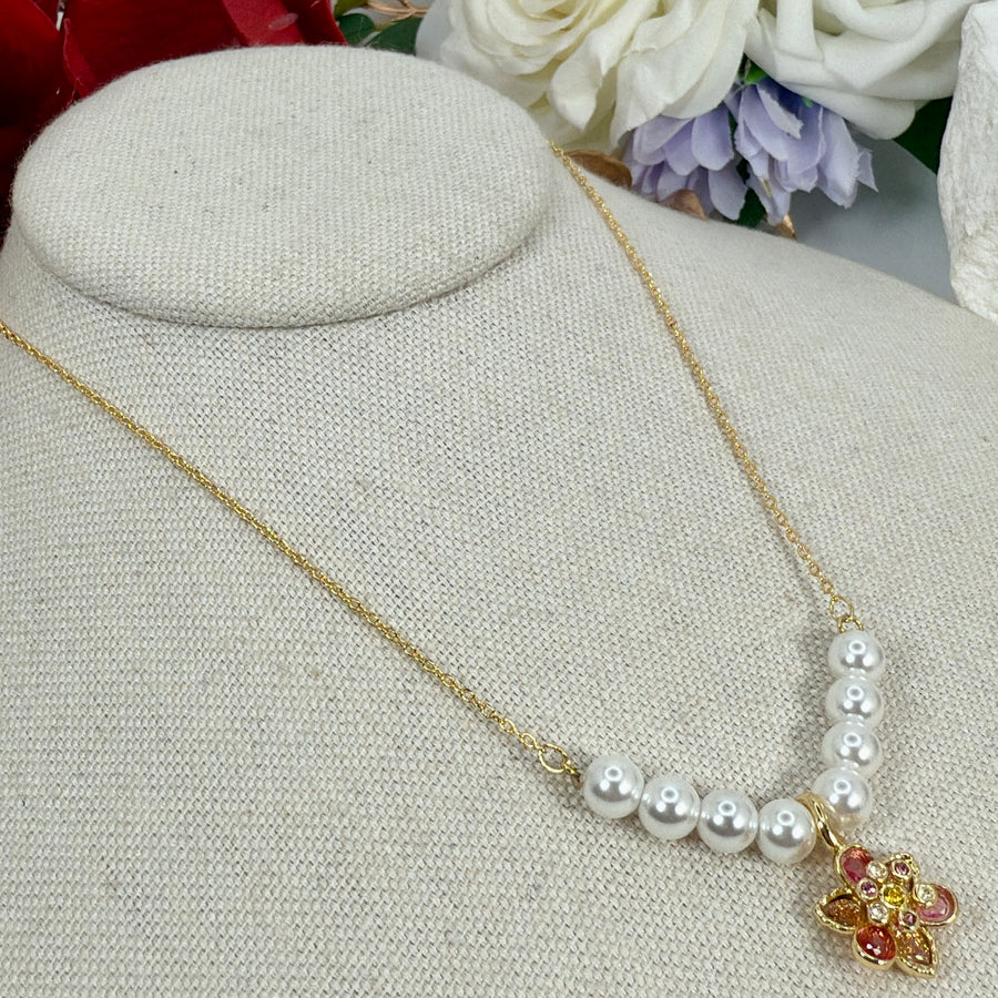 Pink Swarovski Pearl Dainty Italian Necklace