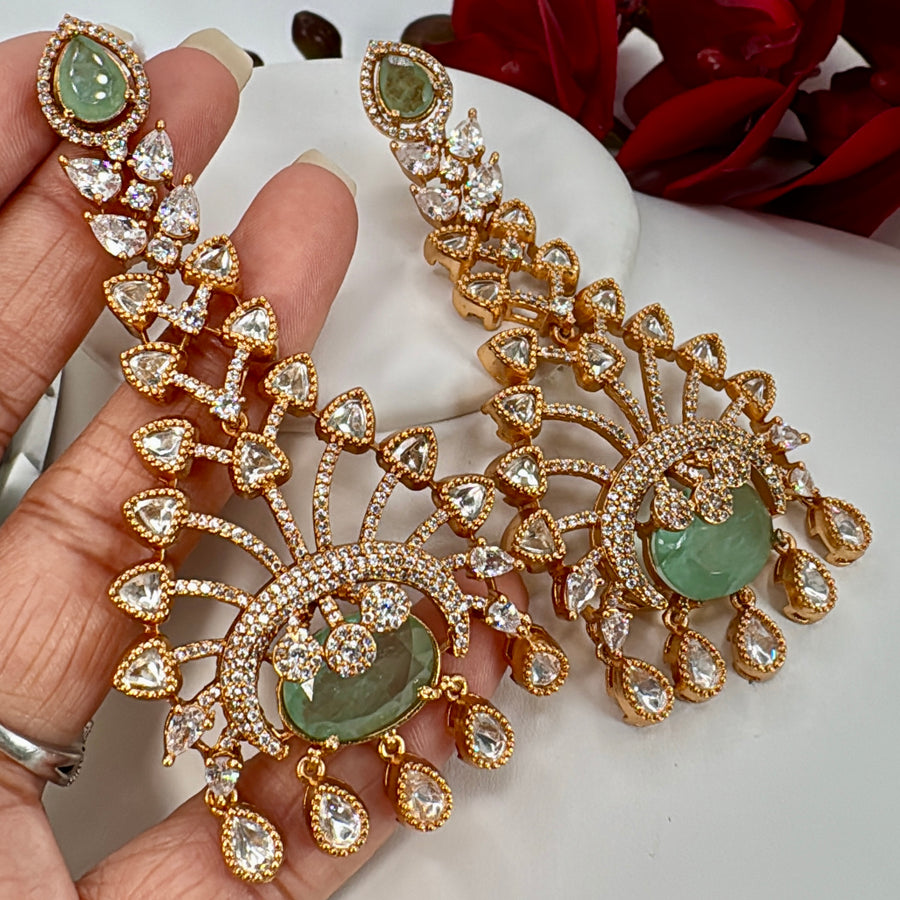 Mint Doublet Moissanite Lightweight Statement Earrings