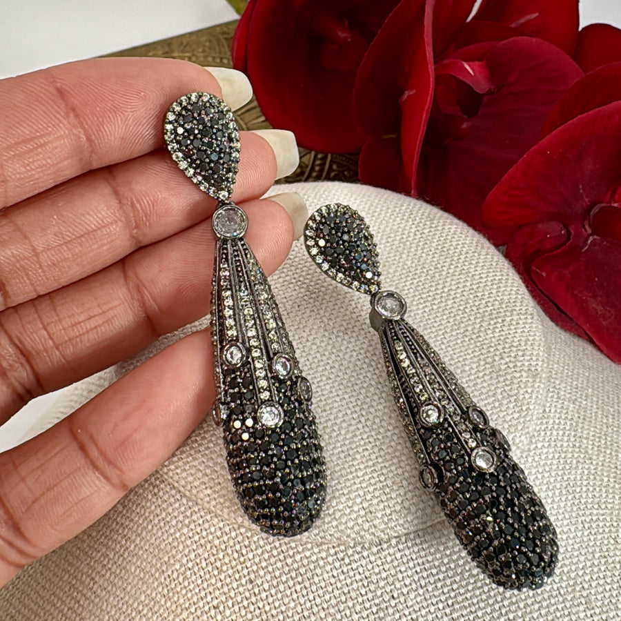 Black Cubic Zirconia American Diamonds Earrings