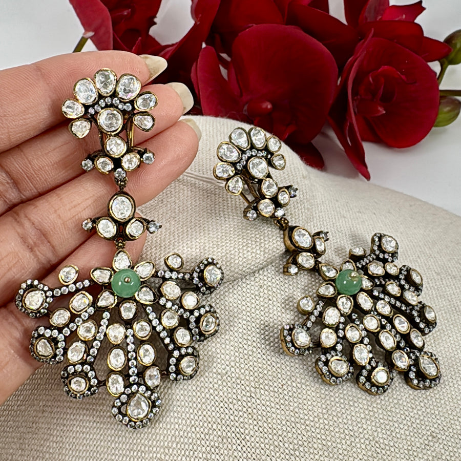 Mint Moissanite Statement Earrings