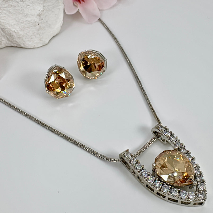 Champagne Swarovski American Diamonds Pendant Set