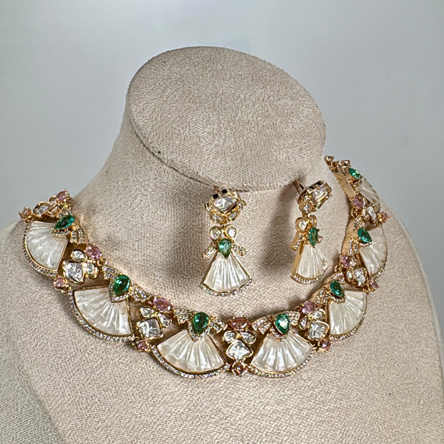 Mint Pink MOP Necklace Set