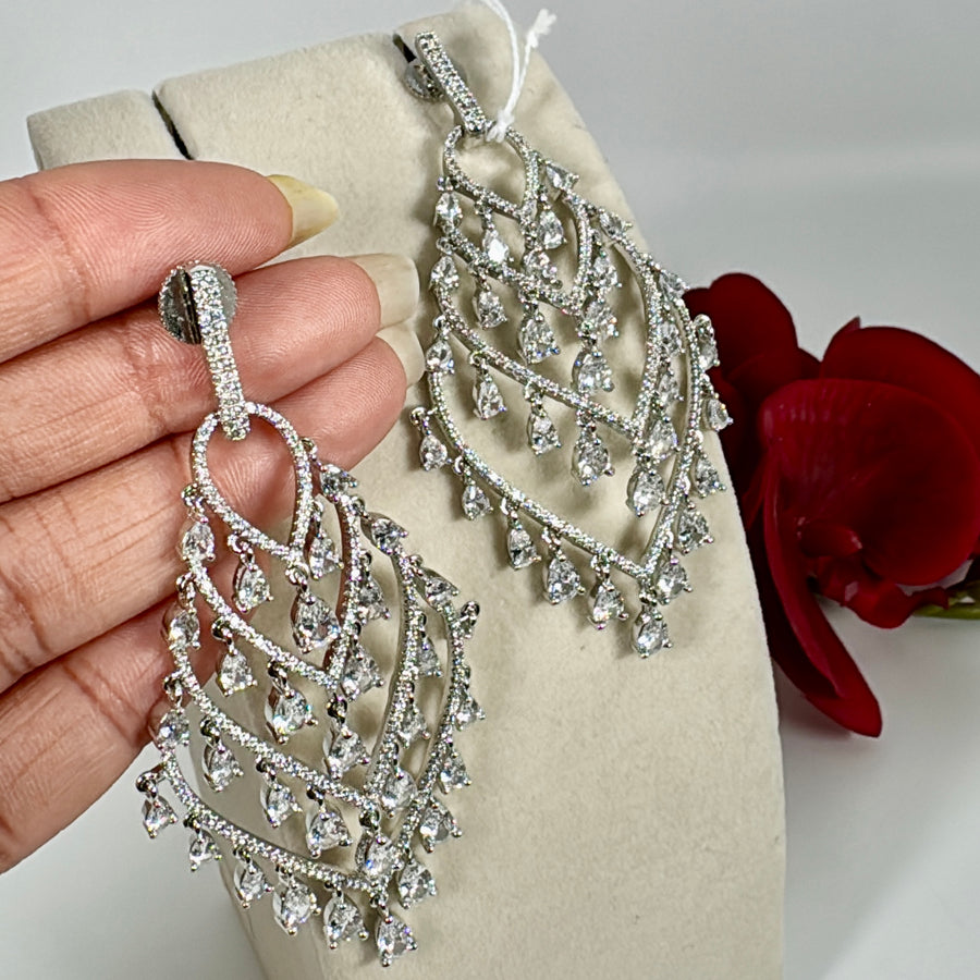 Clear Cubic Zirconia Lightweight Cocktail Earrings