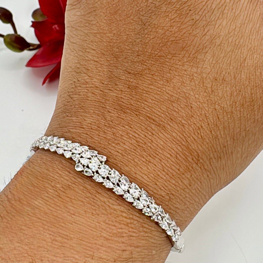 Clear Italian Cubic Zirconia Openable Bangle
