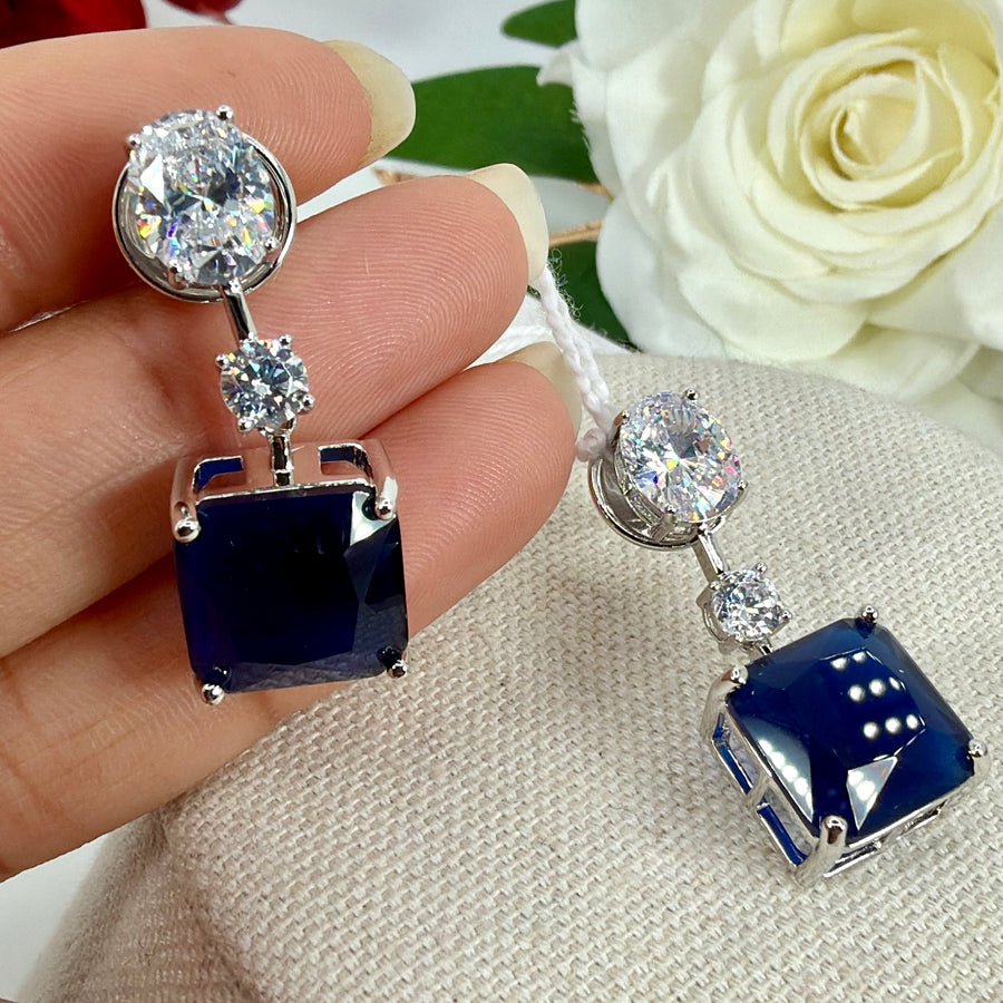 Blue Cubic Zirconia Italian Earrings