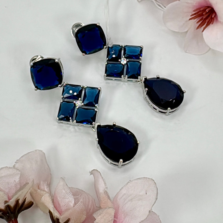 Blue American Diamonds CZ Earrings