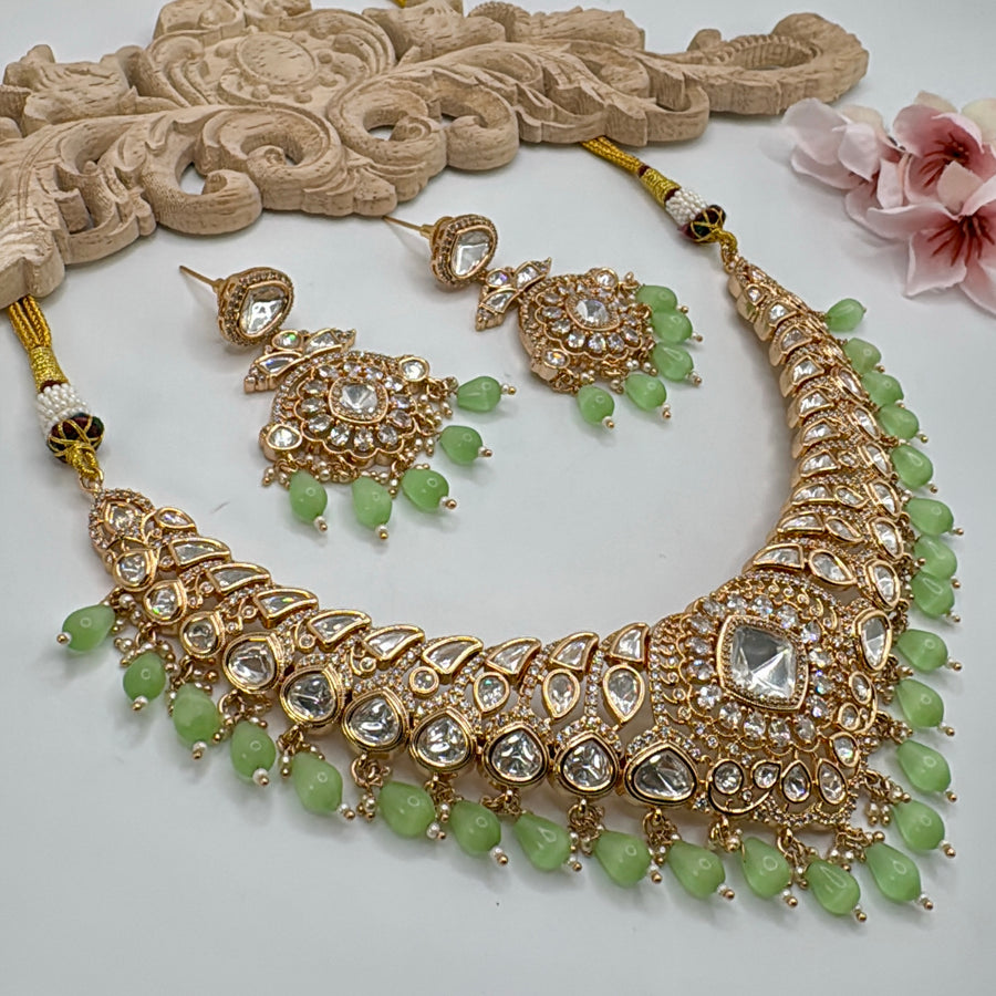 Mint Tyaani Inspired Premium Polki Kundan Necklace Set