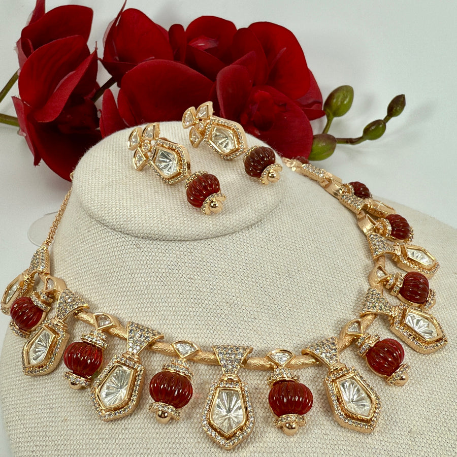 Ruby Polki Necklace Set