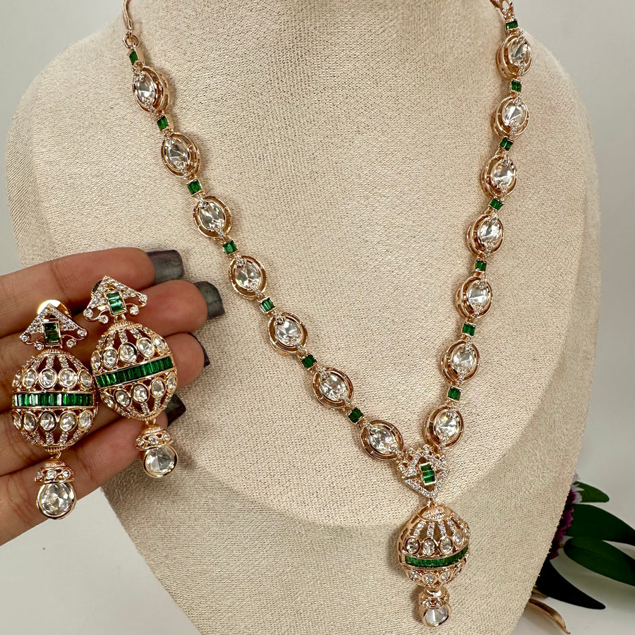 Green Polki Kundan Necklace Set