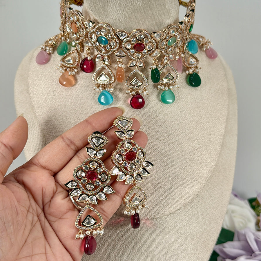 Multi Polki Kundan Chokers Necklace Set