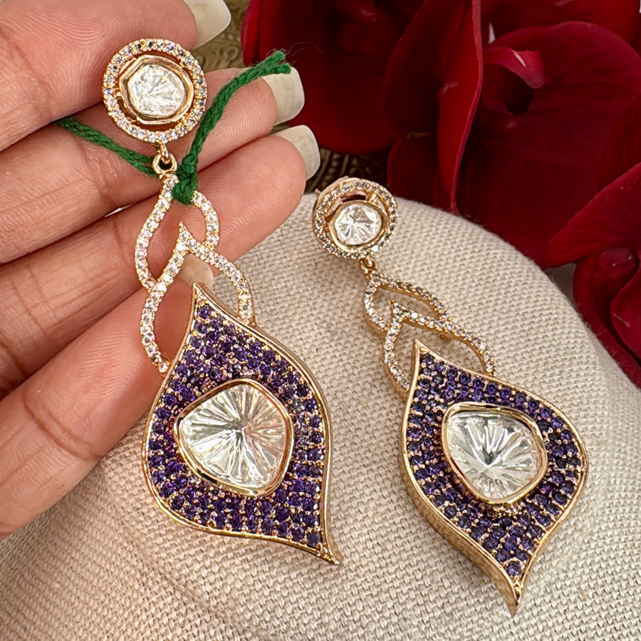 Purple Invisible Setting Moissanite Earrings