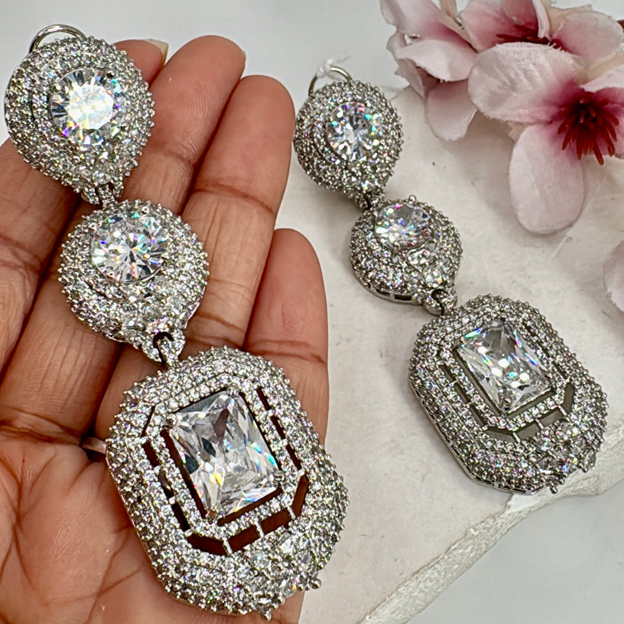 Clear American Diamonds CZ Cocktail Earrings