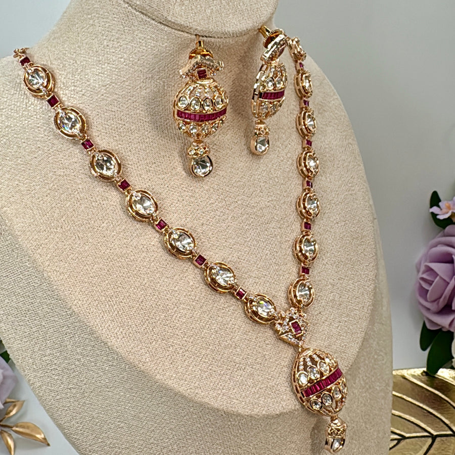 Ruby Polki Kundan Necklace Set