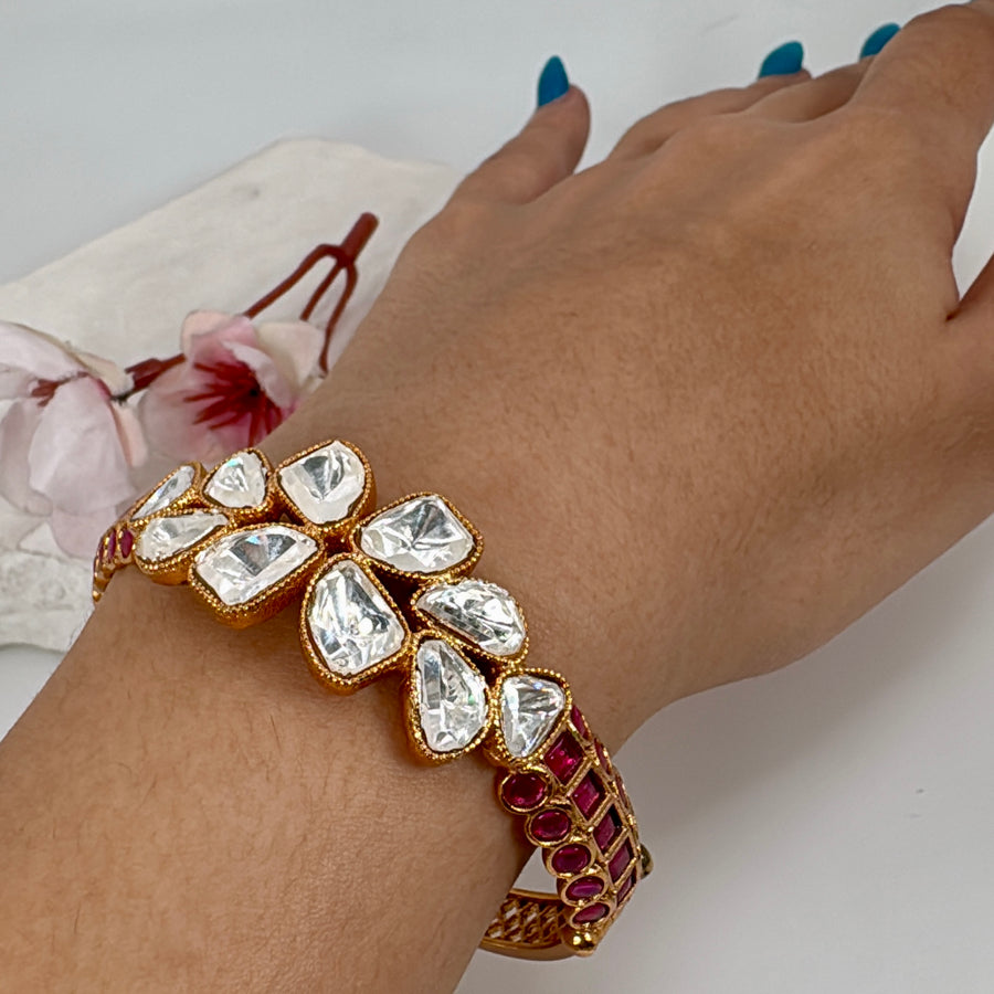 Ruby Moissanite Openable Bangle(Fits Size 2.2-2.6)