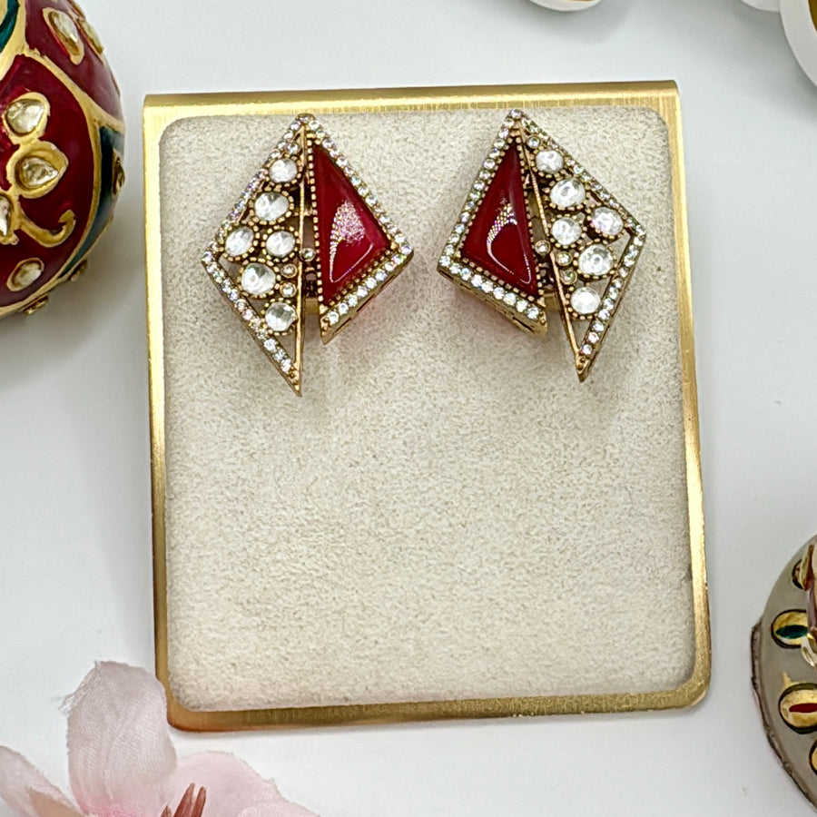 Red Doublet & Moissanite Chic Studs