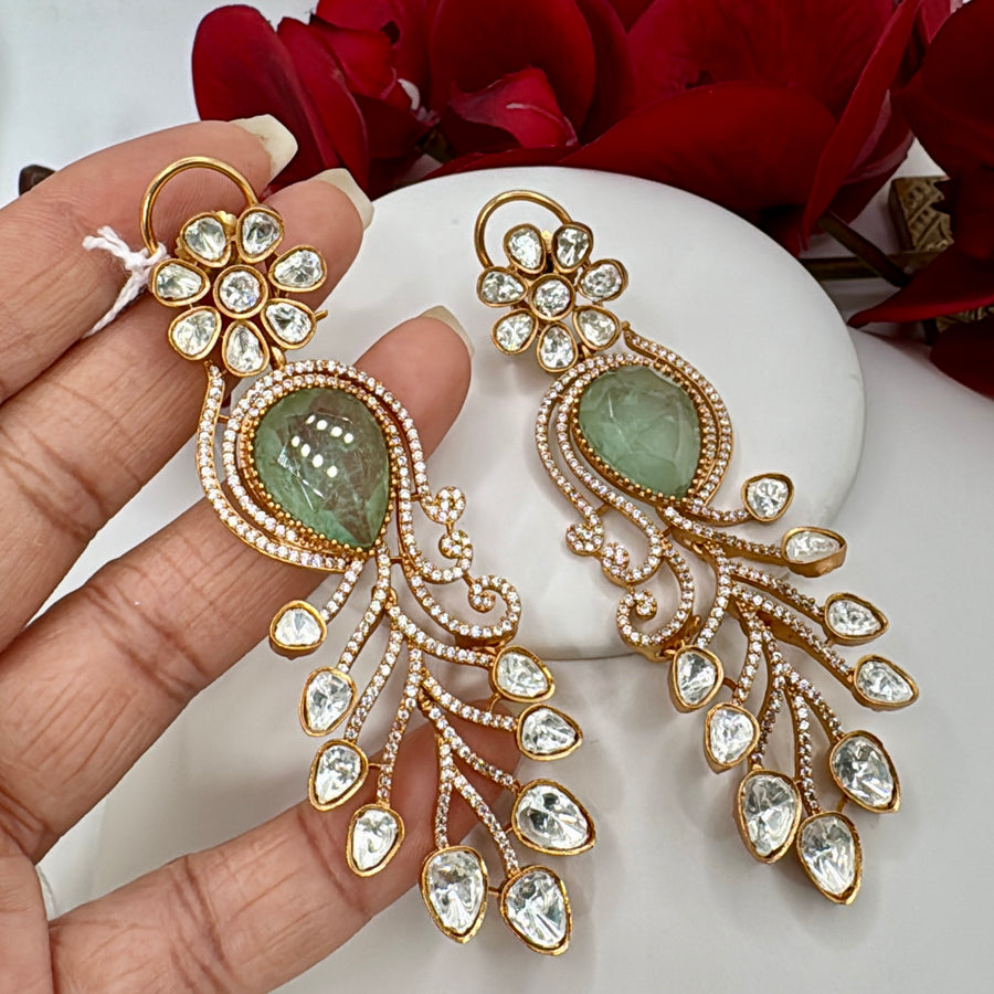 Mint Moissanite Statement Earrings