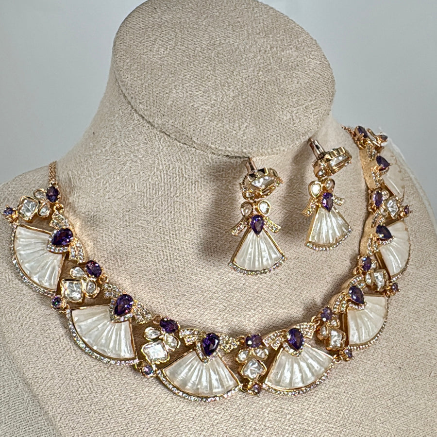 Purple MOP Necklace Set