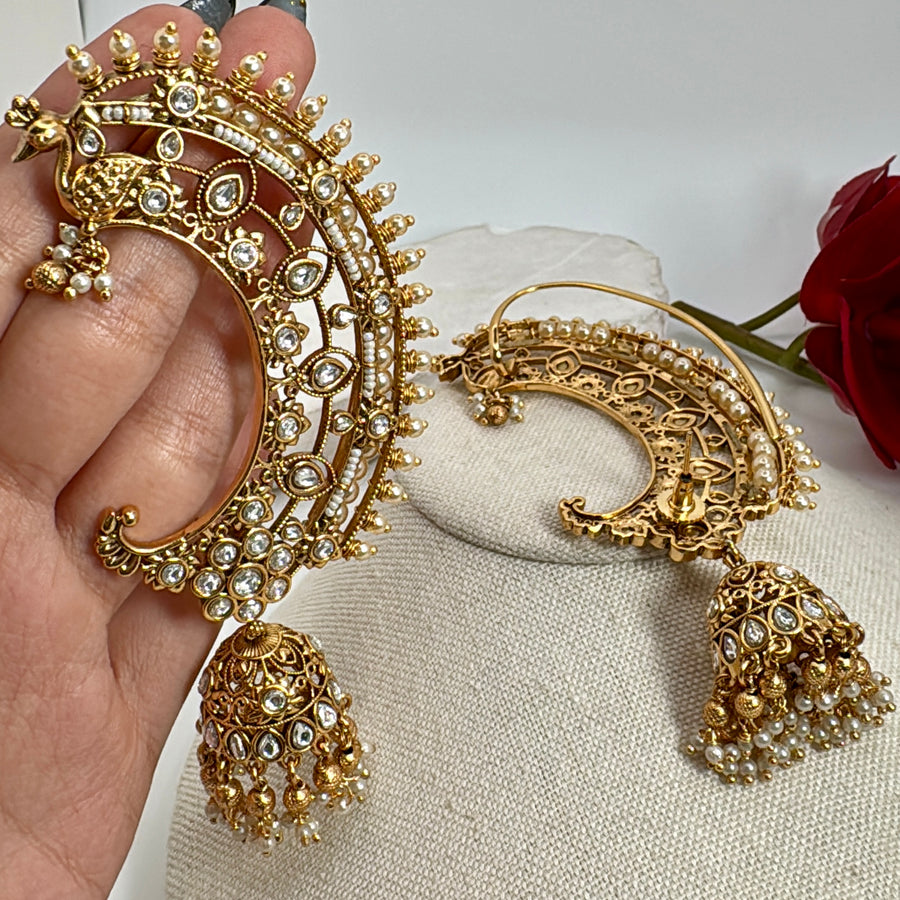 Clear Kundan Cuff Earrings