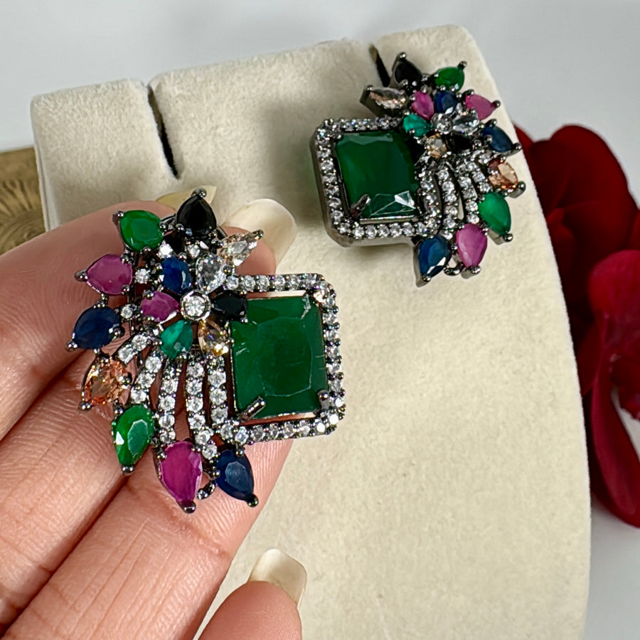 Multi Cubic Zirconia Stud Earrings