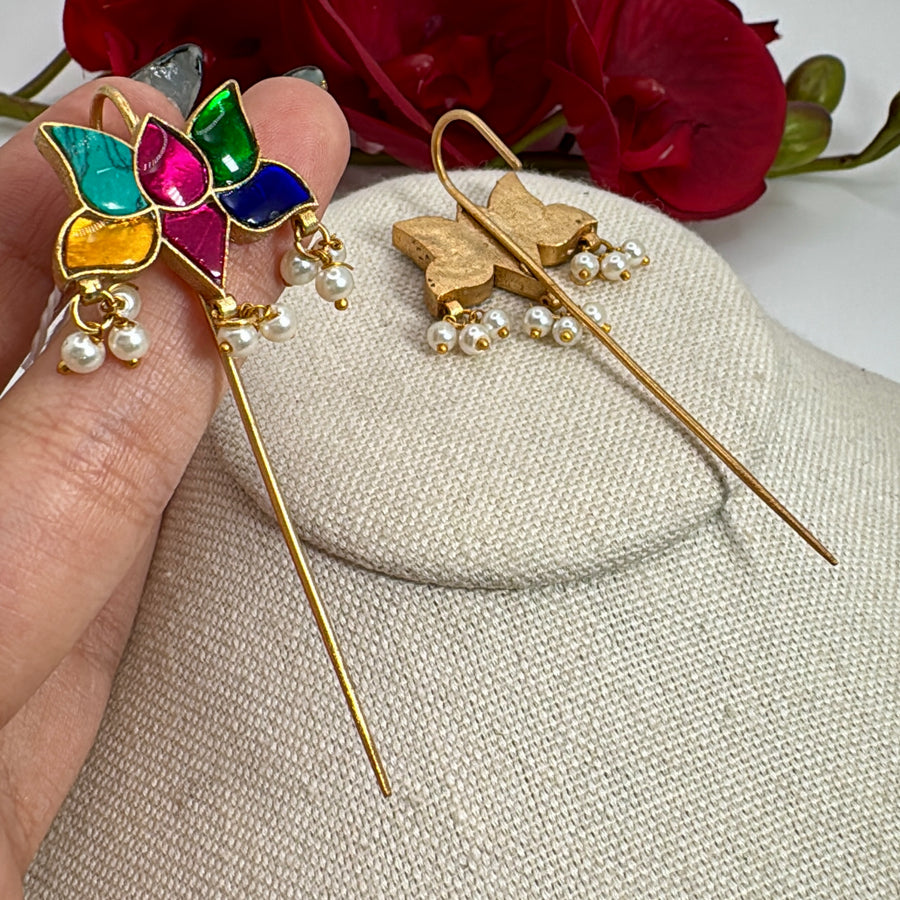 Multi Paachi Jadau Cuff Earrings