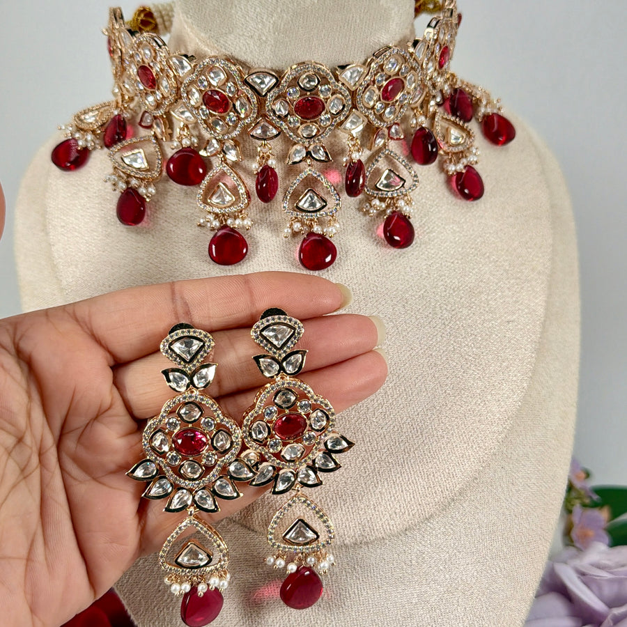 Ruby Polki Kundan Choker Necklace Set