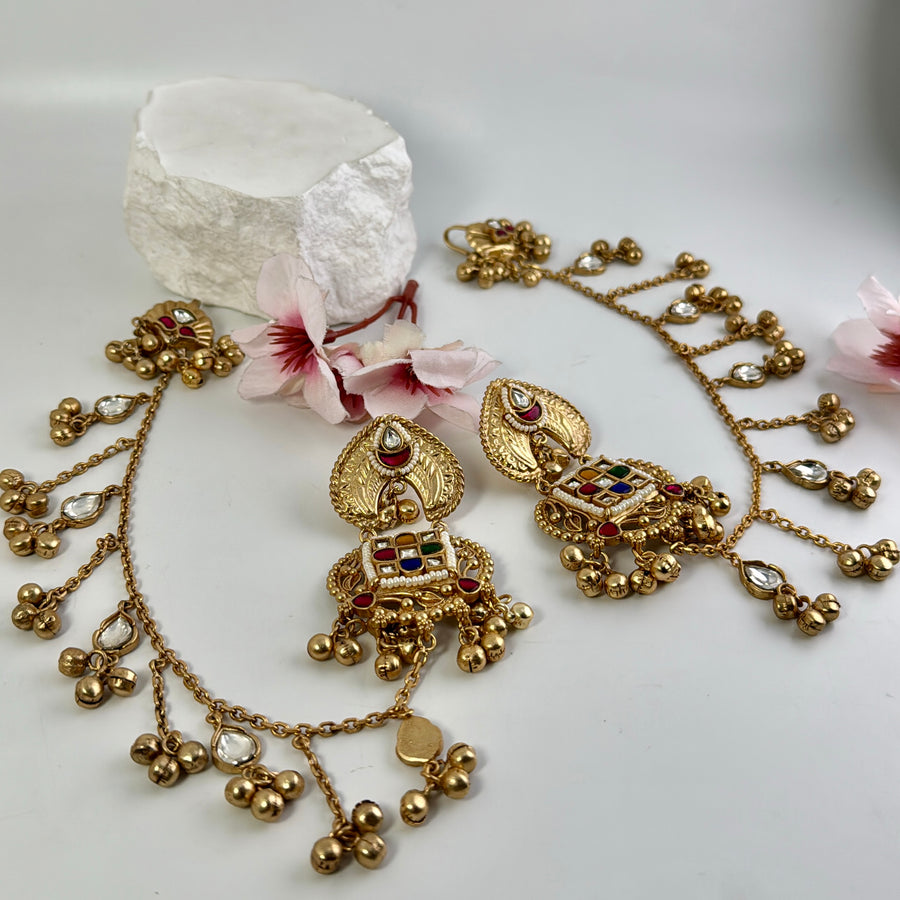 Multi Silver Lookalike Gold Chain Earrings