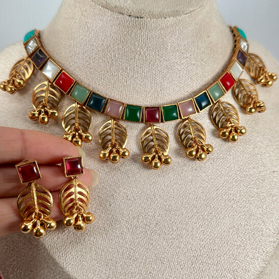 Multi Apala Inspired Dainty Moissanite Necklace Set