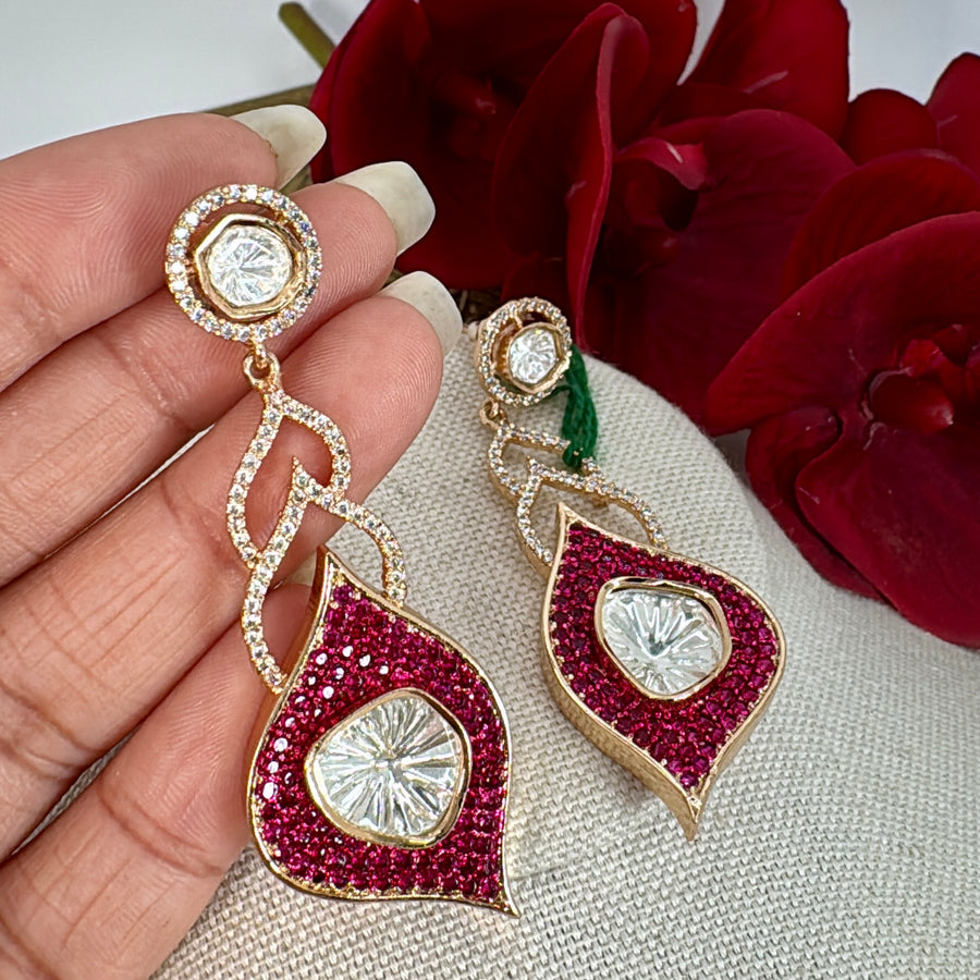 Ruby Invisible Setting Moissanite Earrings